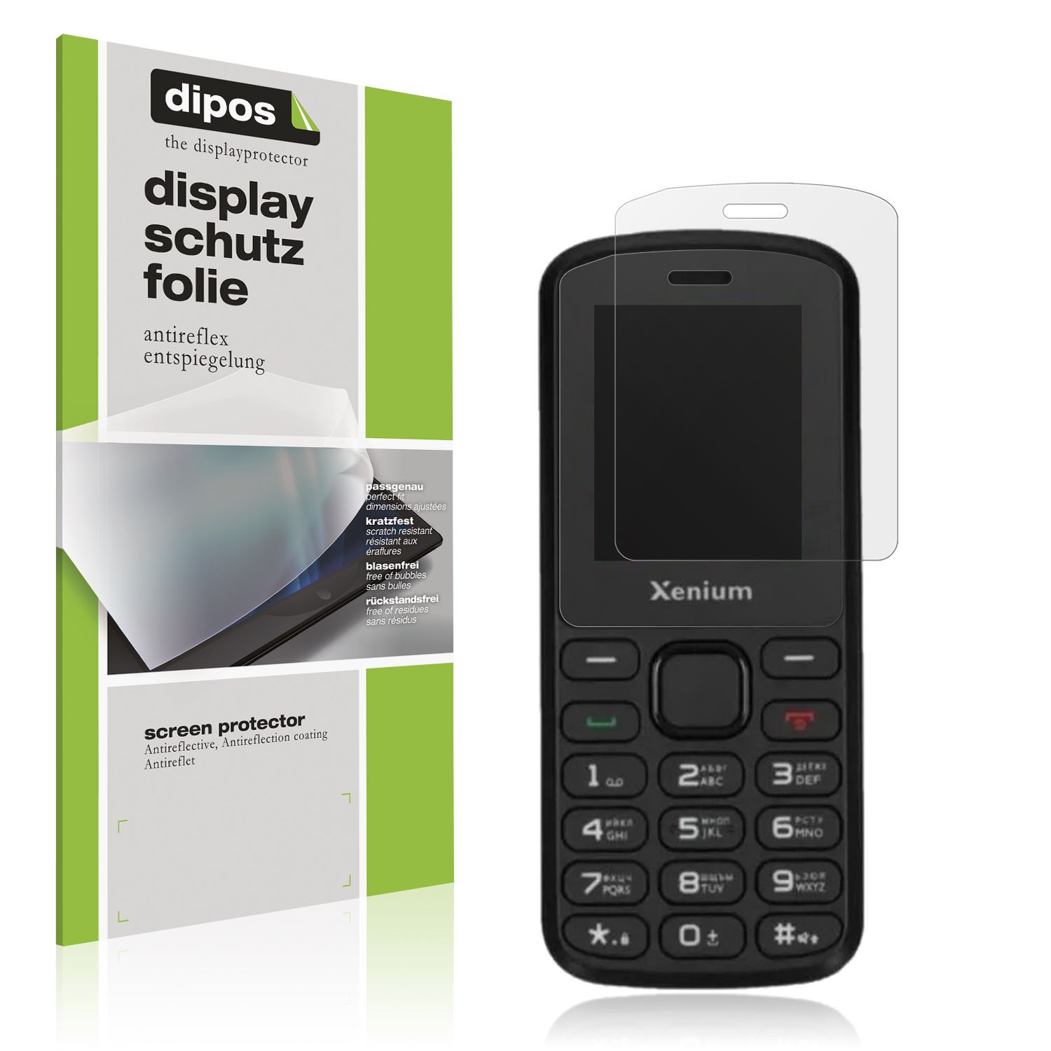 Matte Displayschutzfolie von dipos passend für Philips Xenium X170, präziser Zuschnitt und blasenfrei montiert