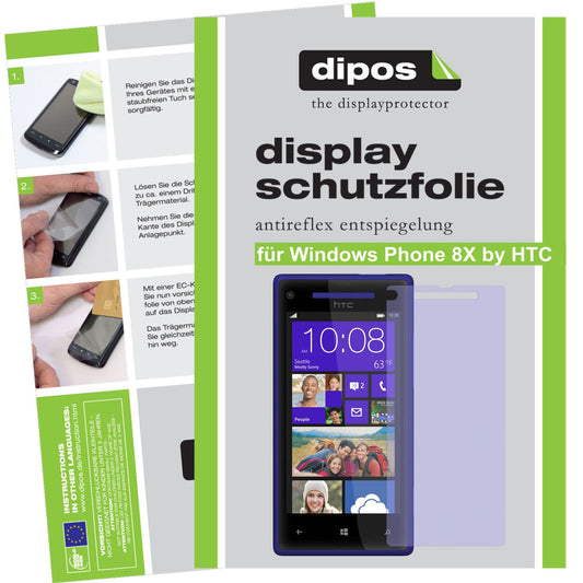 Matte Displayschutzfolie von dipos passend für Phone 8x by HTC Windows, präziser Zuschnitt und blasenfrei montiert