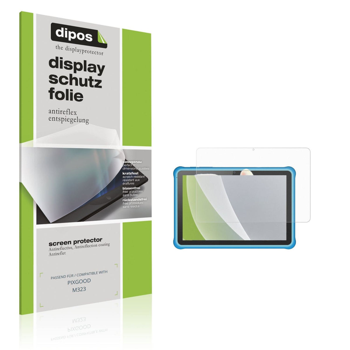 Matte Displayschutzfolie von dipos passend für PIXGOOD M323, präziser Zuschnitt und blasenfrei montiert