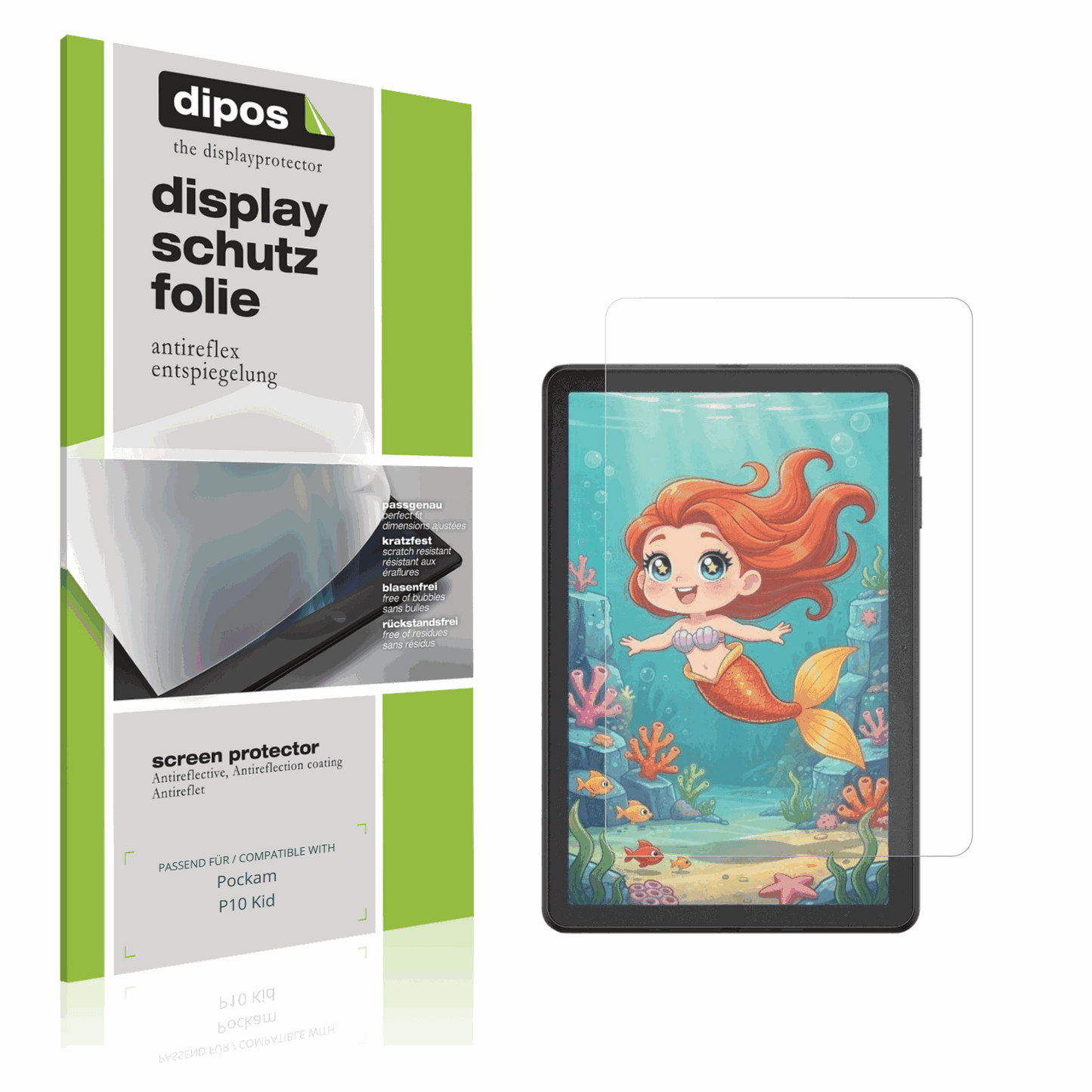 Matte Displayschutzfolie von dipos passend für Pockam P10 Kid, präziser Zuschnitt und blasenfrei montiert