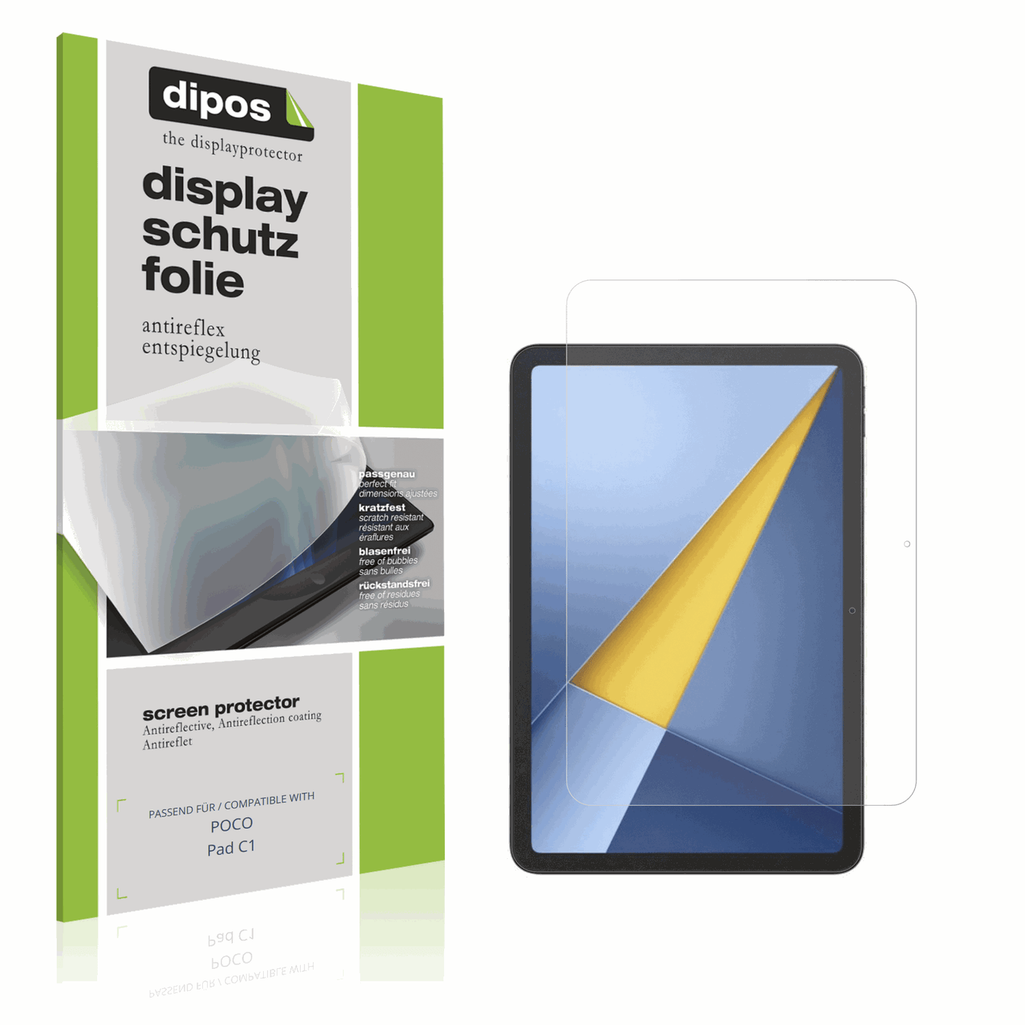 Matte Displayschutzfolie von dipos passend für POCO Pad C1, präziser Zuschnitt und blasenfrei montiert