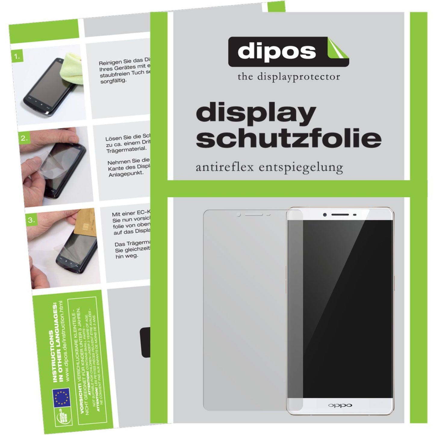 Matte Displayschutzfolie von dipos passend für R7 Plus Oppo, präziser Zuschnitt und blasenfrei montiert