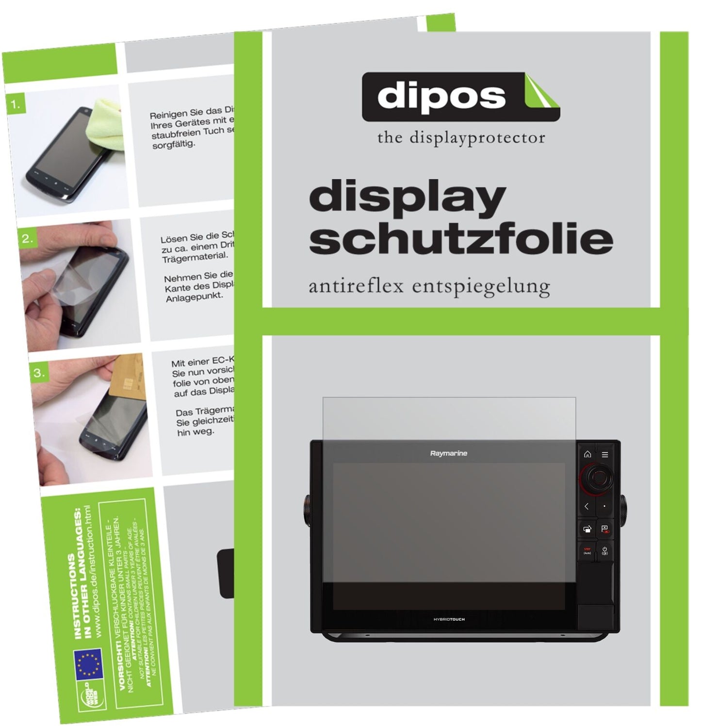 Matte Displayschutzfolie von dipos passend für Raymarine Axiom Pro 16, präziser Zuschnitt und blasenfrei montiert