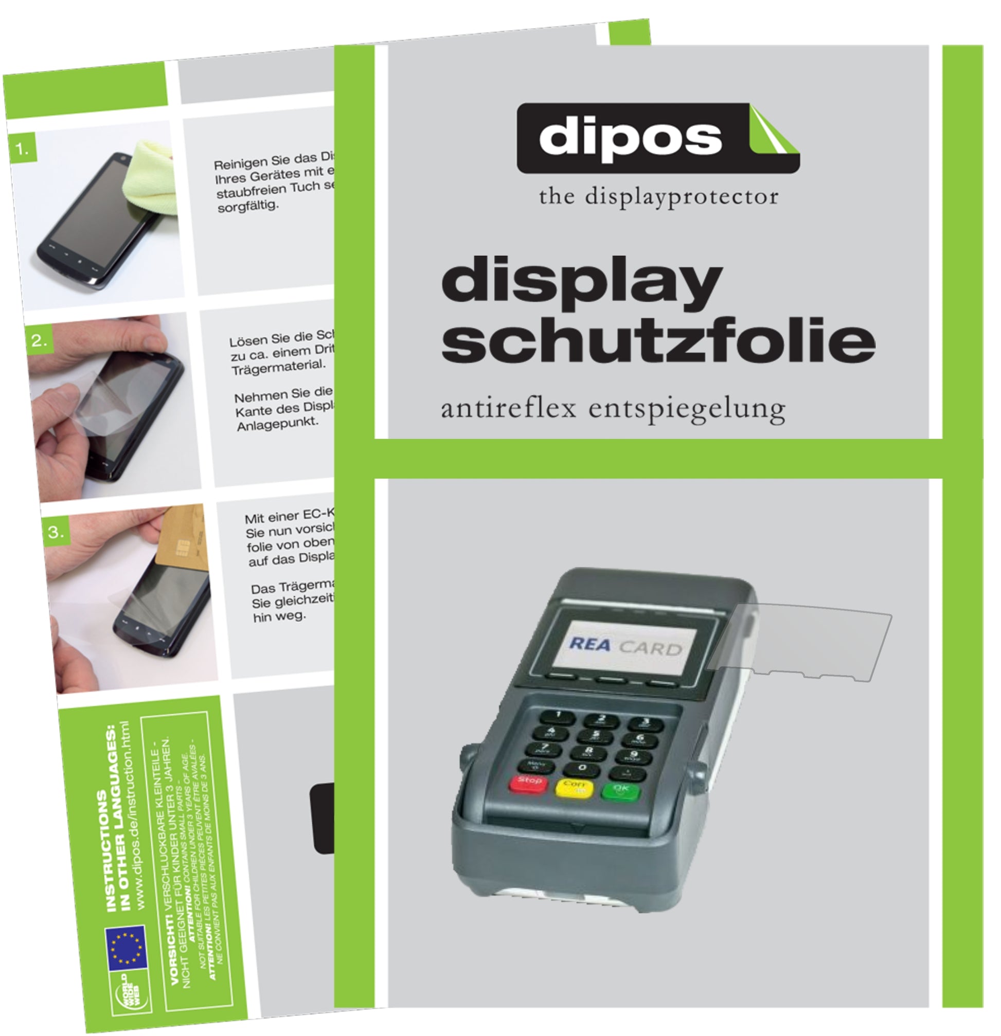 Matte Displayschutzfolie von dipos passend für REA CARD T7 flex, präziser Zuschnitt und blasenfrei montiert