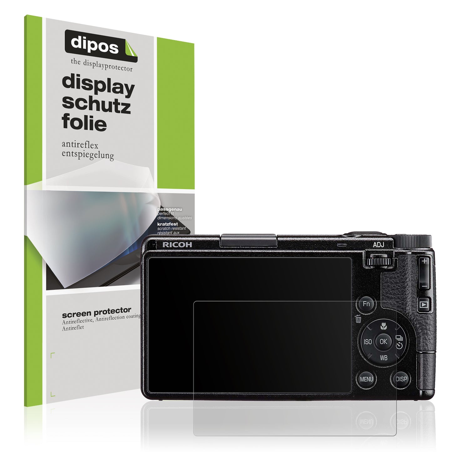 Matte Displayschutzfolie von dipos passend für Ricoh GR IV, präziser Zuschnitt und blasenfrei montiert