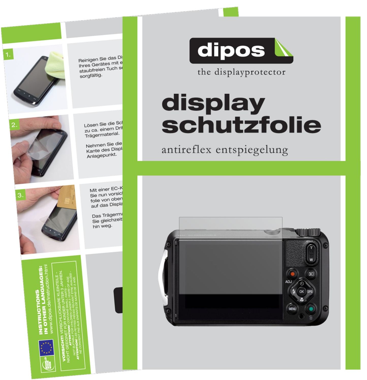 Matte Displayschutzfolie von dipos passend für Ricoh WG-6, präziser Zuschnitt und blasenfrei montiert