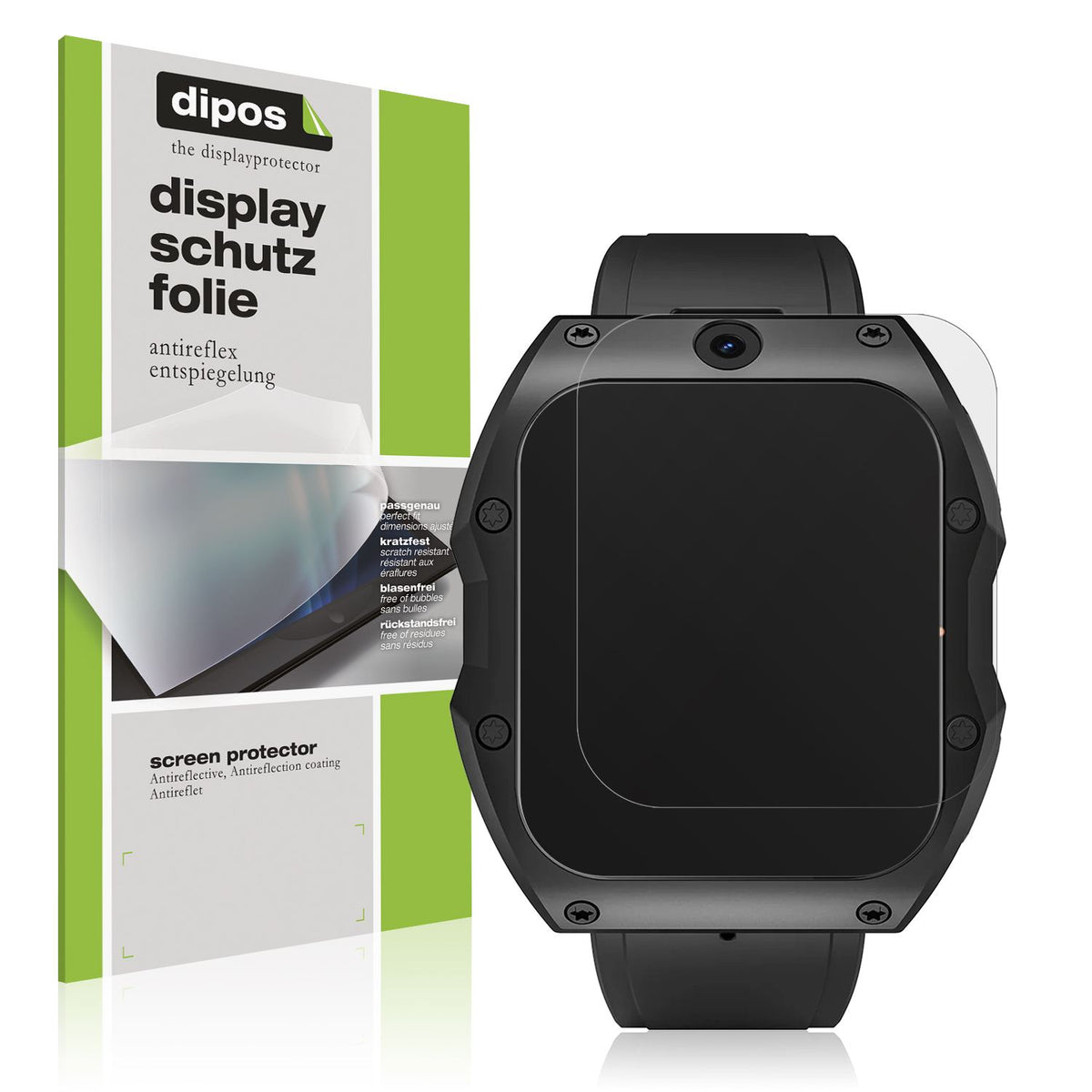 Matte Displayschutzfolie von dipos passend für Rogbid Model X Smartwatch, präziser Zuschnitt und blasenfrei montiert