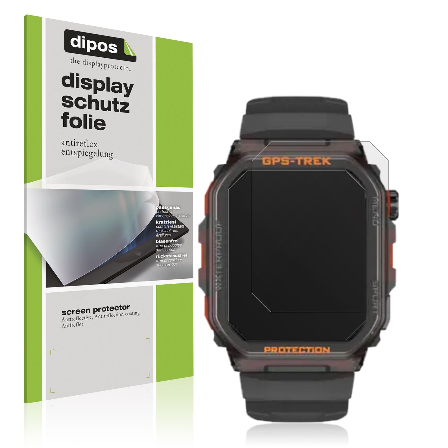 Matte Displayschutzfolie von dipos passend für Rogbid Tank G2 Smartwatch, präziser Zuschnitt und blasenfrei montiert