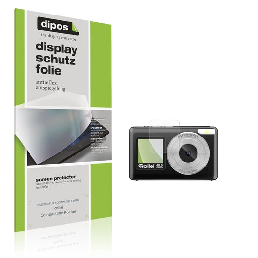 Matte Displayschutzfolie von dipos passend für Rollei Compactline Pocket Aussenseite, präziser Zuschnitt und blasenfrei montiert