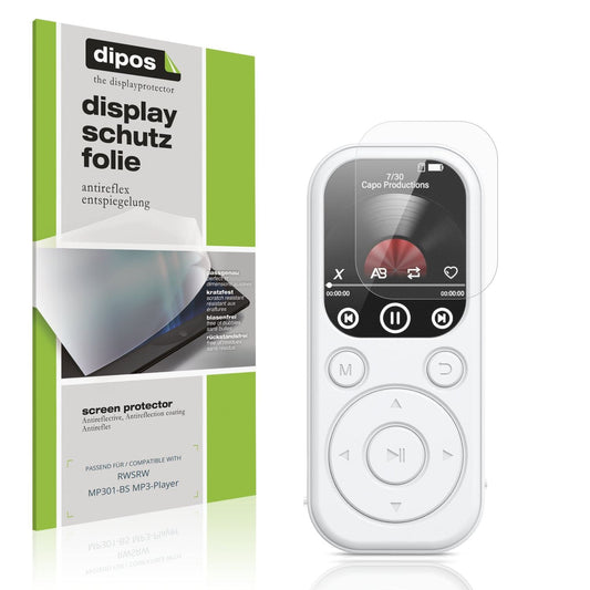 Matte Displayschutzfolie von dipos passend für RWSRW MP301-BS MP3-Player, präziser Zuschnitt und blasenfrei montiert