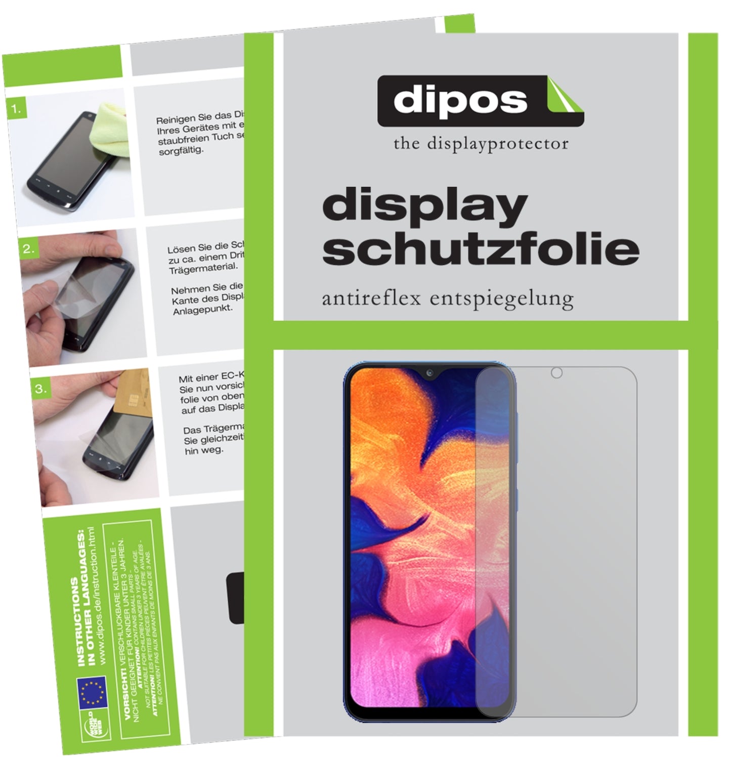 Matte Displayschutzfolie von dipos passend für Samsung Galaxy A10, präziser Zuschnitt und blasenfrei montiert