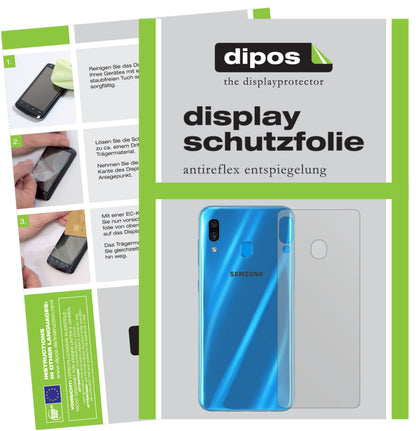 Matte Displayschutzfolie von dipos passend für Samsung Galaxy A30s Rückseite, präziser Zuschnitt und blasenfrei montiert