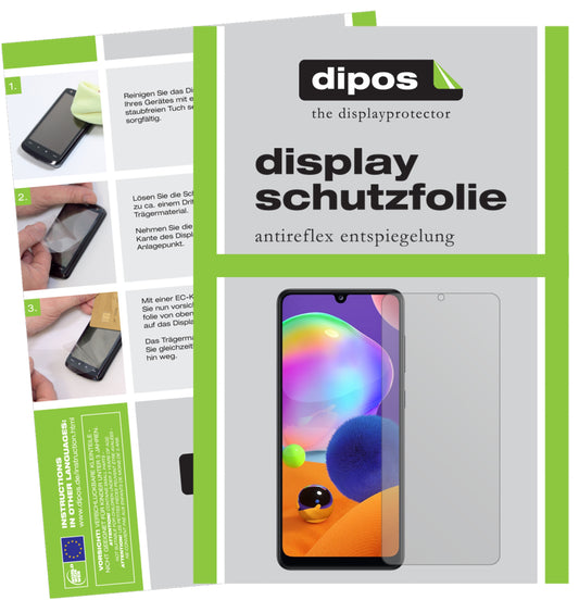 Matte Displayschutzfolie von dipos passend für Samsung Galaxy A31, präziser Zuschnitt und blasenfrei montiert