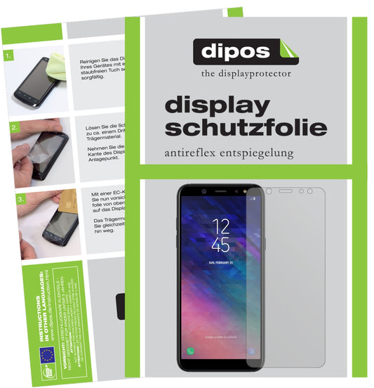 Matte Displayschutzfolie von dipos passend für Samsung Galaxy A6 Plus (2018), präziser Zuschnitt und blasenfrei montiert