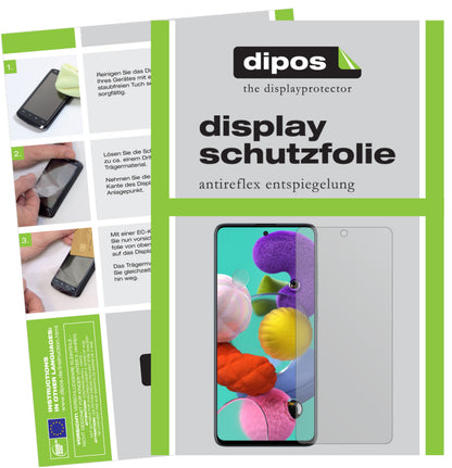 Matte Displayschutzfolie von dipos passend für Samsung Galaxy A71, präziser Zuschnitt und blasenfrei montiert