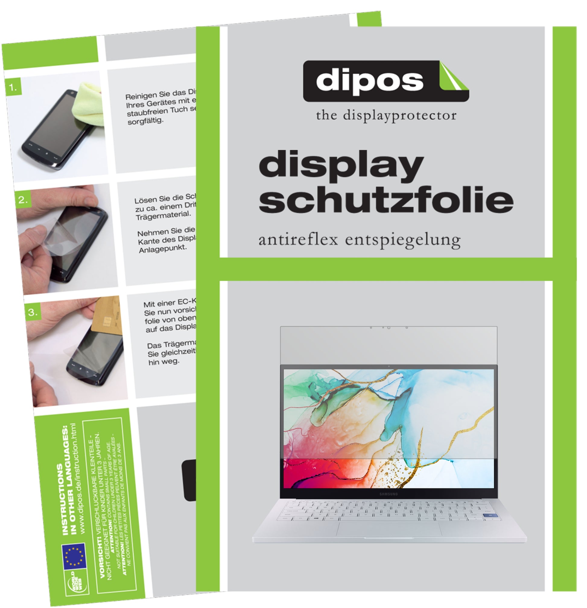 Matte Displayschutzfolie von dipos passend für Samsung Galaxy Book Ion 13.3 Zoll, präziser Zuschnitt und blasenfrei montiert