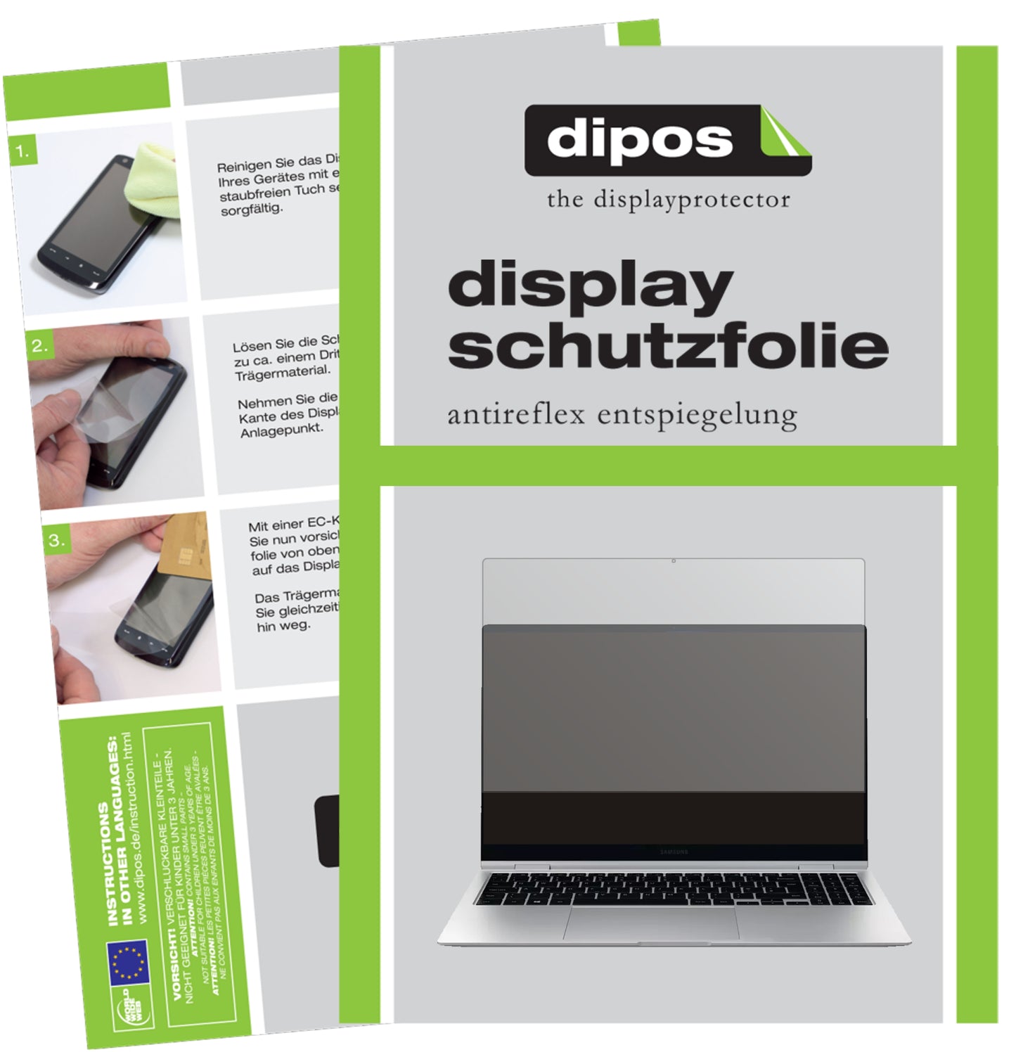 Matte Displayschutzfolie von dipos passend für Samsung Galaxy Book Pro 360 13.3 Zoll, präziser Zuschnitt und blasenfrei montiert