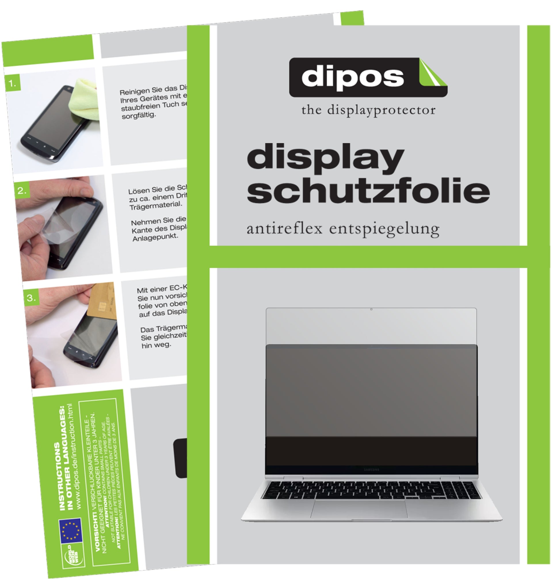 Matte Displayschutzfolie von dipos passend für Samsung Galaxy Book Pro 360 13.3 Zoll, präziser Zuschnitt und blasenfrei montiert