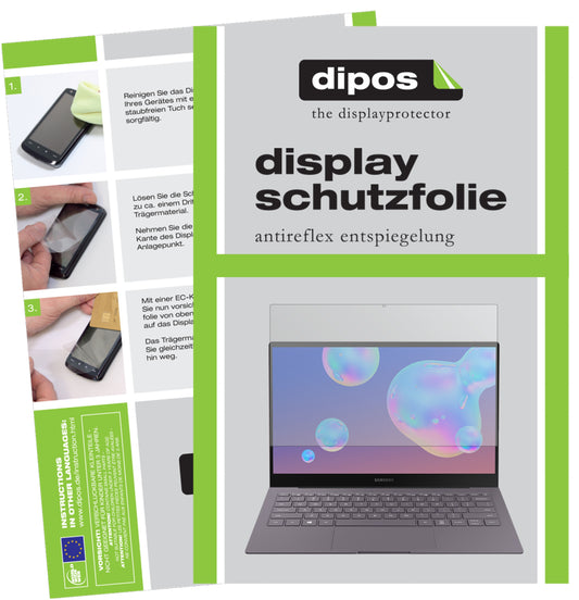 Matte Displayschutzfolie von dipos passend für Samsung Galaxy Book S, präziser Zuschnitt und blasenfrei montiert
