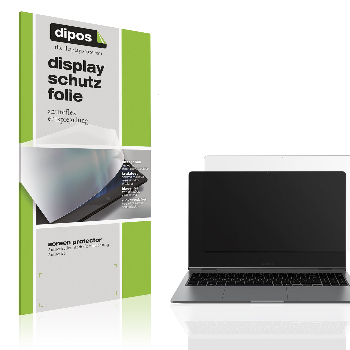 Matte Displayschutzfolie von dipos passend für Samsung Galaxy Book5 360 15.6 Zoll, präziser Zuschnitt und blasenfrei montiert