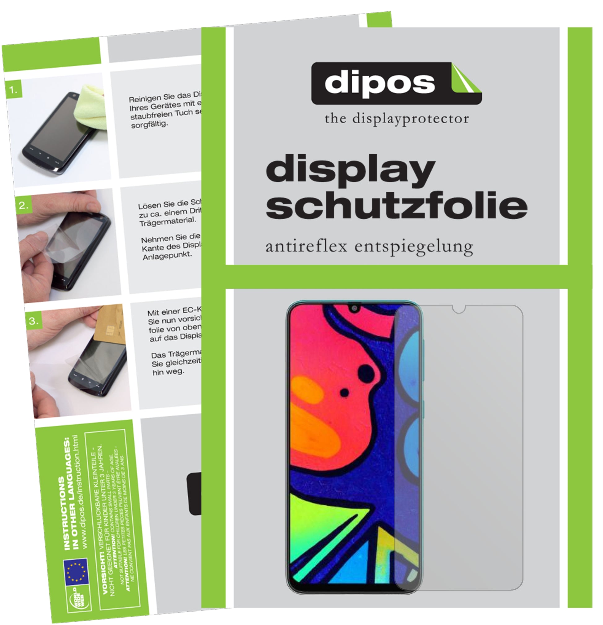 Matte Displayschutzfolie von dipos passend für Samsung Galaxy F41, präziser Zuschnitt und blasenfrei montiert
