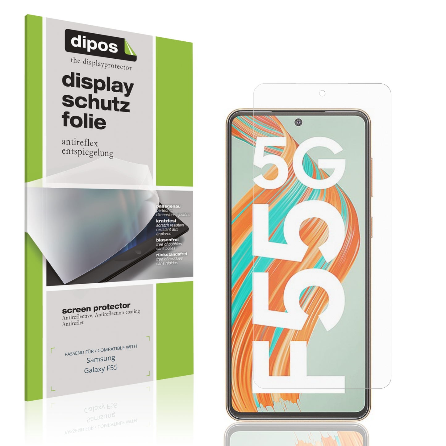 Matte Displayschutzfolie von dipos passend für Samsung Galaxy F55, präziser Zuschnitt und blasenfrei montiert