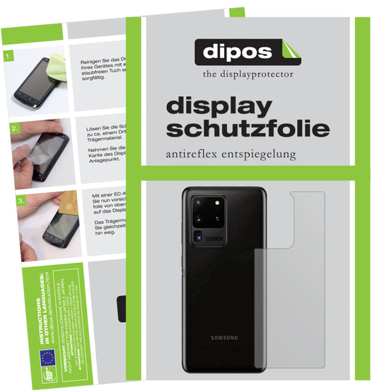 Matte Displayschutzfolie von dipos passend für Samsung Galaxy S20 Ultra Rückseite, präziser Zuschnitt und blasenfrei montiert