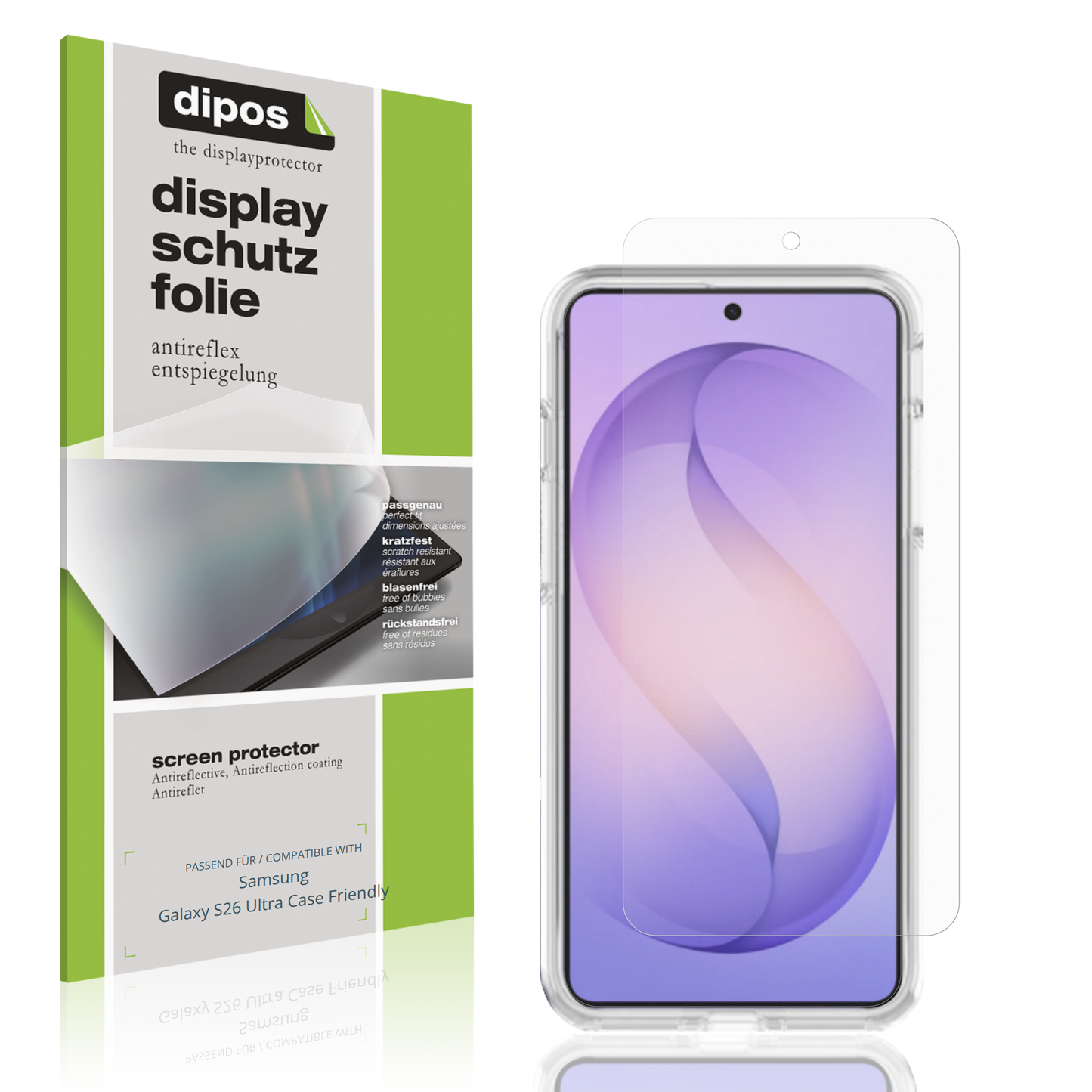 Matte Displayschutzfolie von dipos passend für Samsung Galaxy S26 Ultra Case Friendly, präziser Zuschnitt und blasenfrei montiert