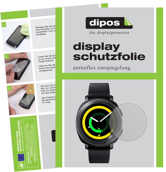 Matte Displayschutzfolie von dipos passend für Samsung Gear Sport, präziser Zuschnitt und blasenfrei montiert
