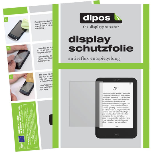 Matte Displayschutzfolie von dipos passend für Shine 2 HD Tolino, präziser Zuschnitt und blasenfrei montiert