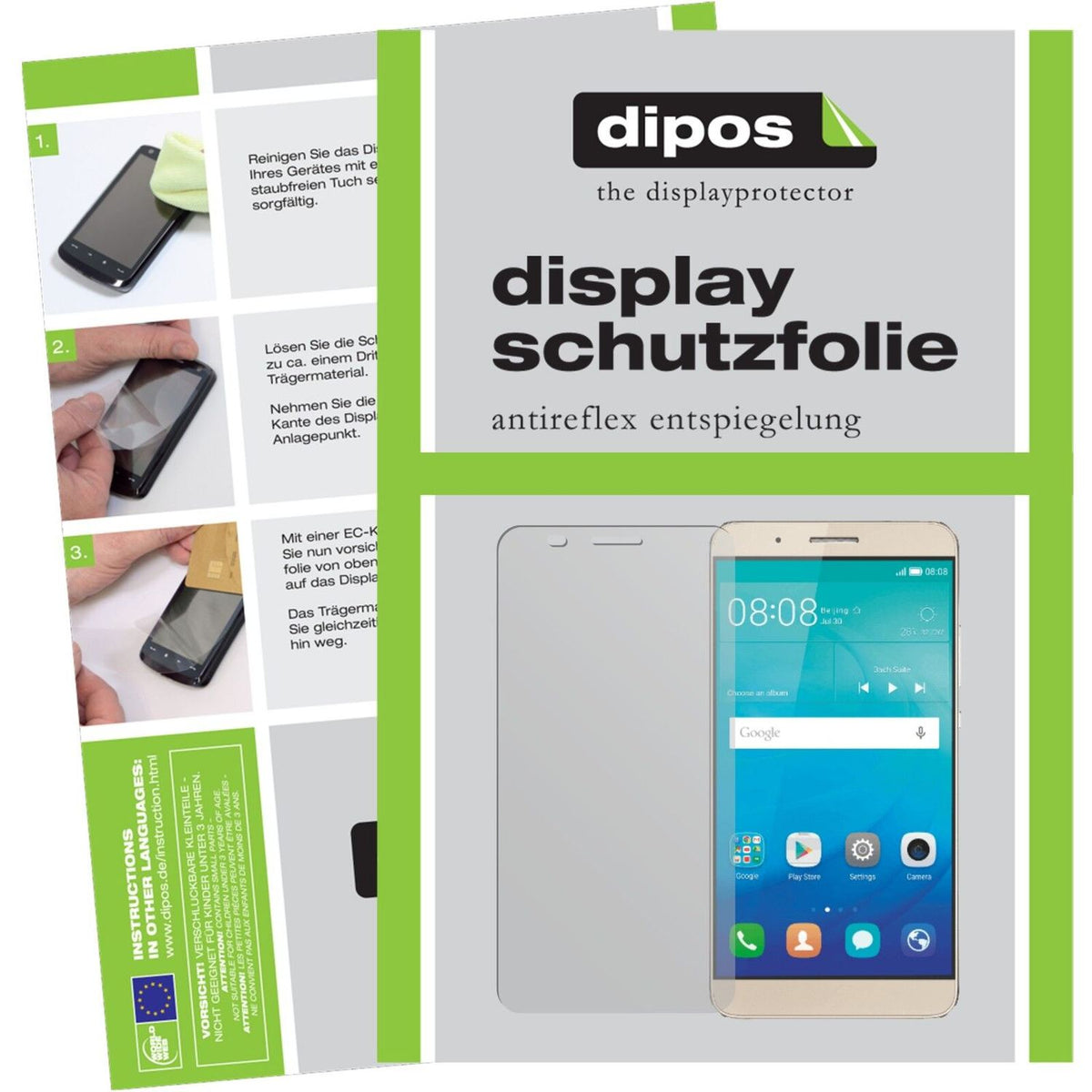 Matte Displayschutzfolie von dipos passend für ShotX Huawei, präziser Zuschnitt und blasenfrei montiert