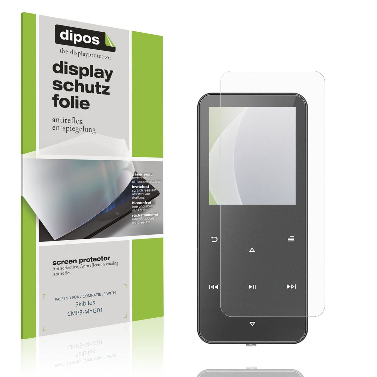 Matte Displayschutzfolie von dipos passend für Skibiles CMP3-MYG01, präziser Zuschnitt und blasenfrei montiert