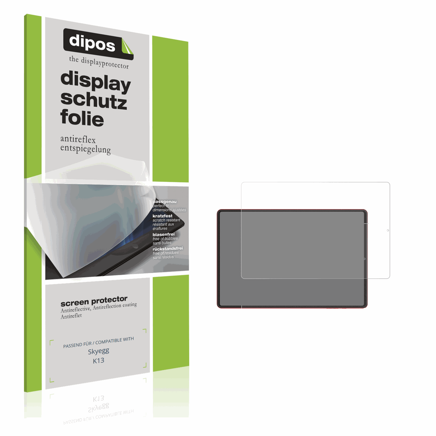 Matte Displayschutzfolie von dipos passend für Skyegg K13, präziser Zuschnitt und blasenfrei montiert