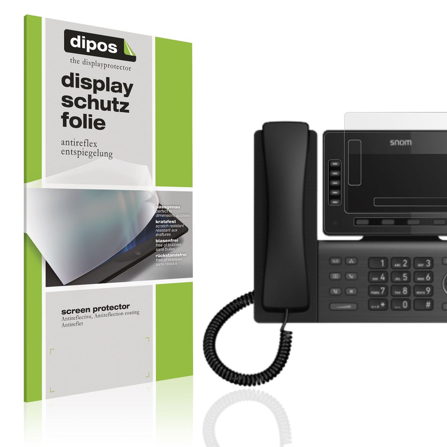 Matte Displayschutzfolie von dipos passend für Snom D865, präziser Zuschnitt und blasenfrei montiert
