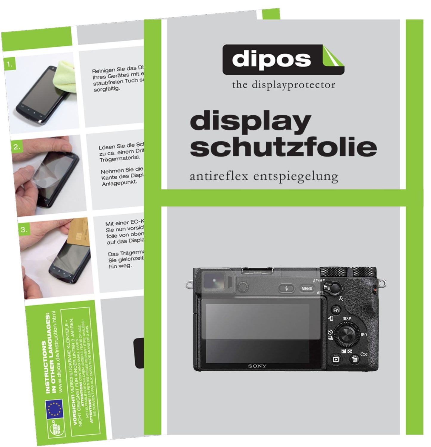 Matte Displayschutzfolie von dipos passend für Sony Alpha 6600, präziser Zuschnitt und blasenfrei montiert