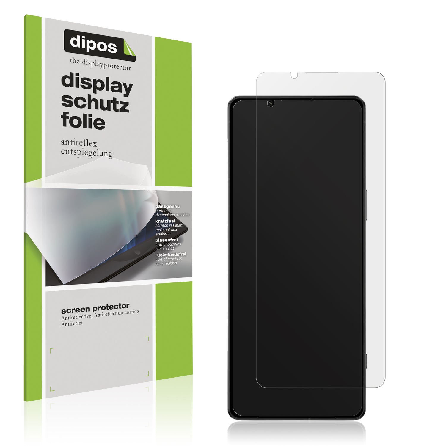 Matte Displayschutzfolie von dipos passend für Sony Xperia 1 IV, präziser Zuschnitt und blasenfrei montiert