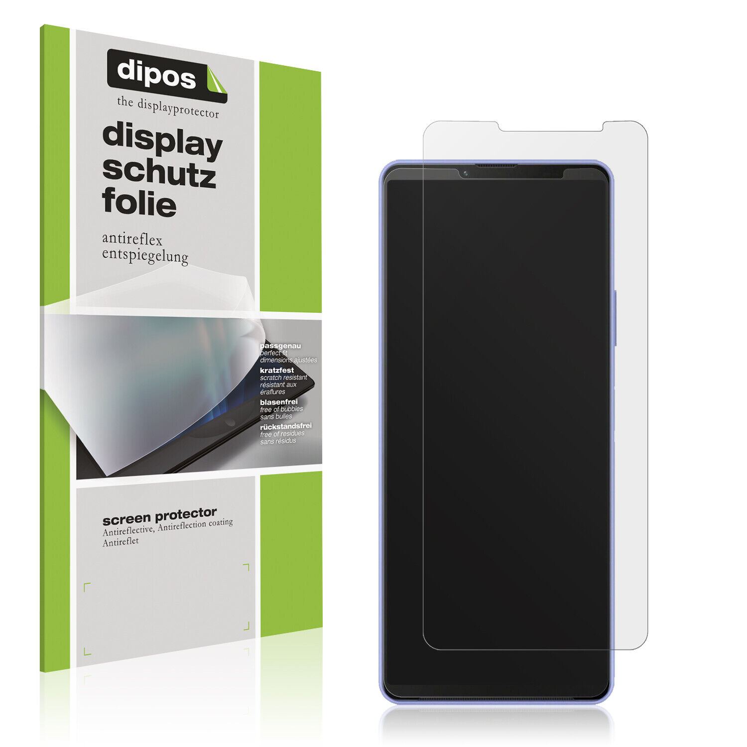 Matte Displayschutzfolie von dipos passend für Sony Xperia 10 IV, präziser Zuschnitt und blasenfrei montiert