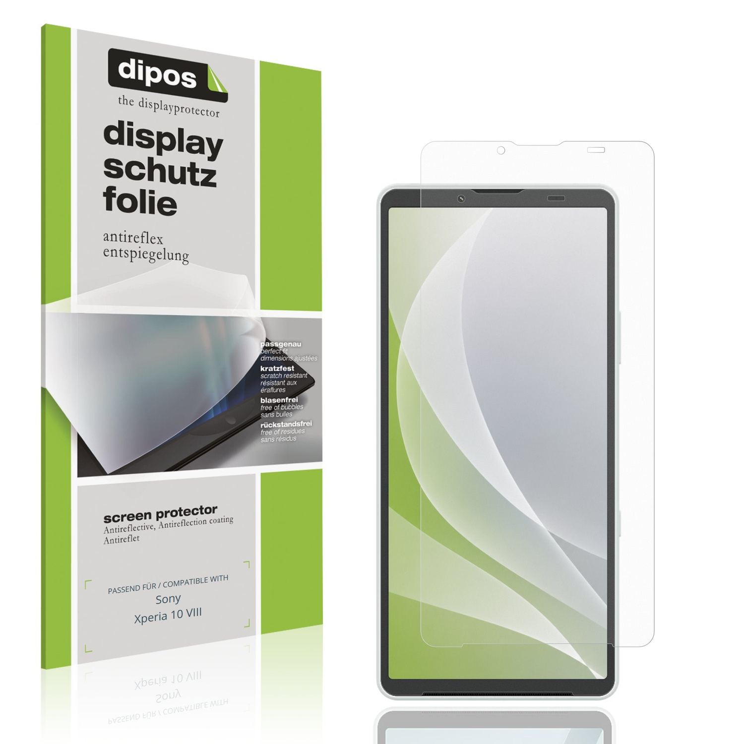 Matte Displayschutzfolie von dipos passend für Sony Xperia 10 VIII, präziser Zuschnitt und blasenfrei montiert