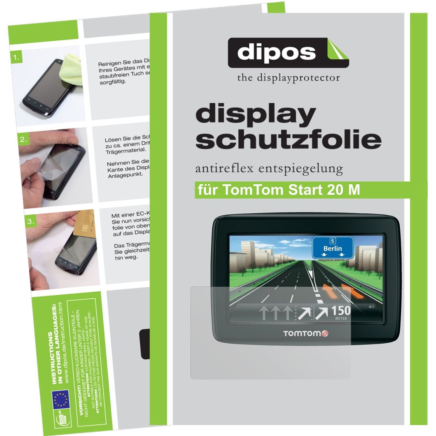 Matte Displayschutzfolie von dipos passend für Start 20 M TomTom, präziser Zuschnitt und blasenfrei montiert