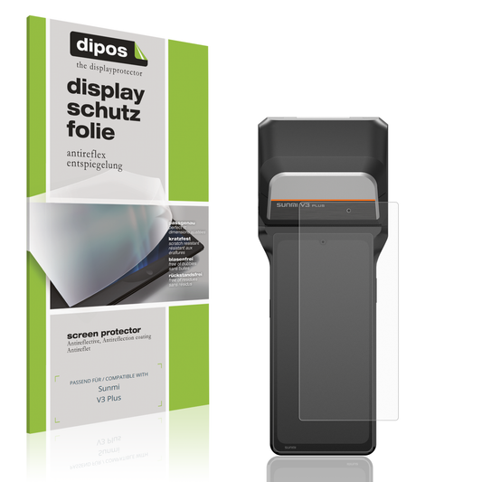 Matte Displayschutzfolie von dipos passend für Sunmi V3 Plus, präziser Zuschnitt und blasenfrei montiert
