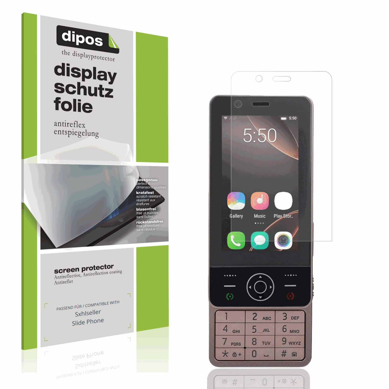 Matte Displayschutzfolie von dipos passend für Sxhlseller Slide Phone, präziser Zuschnitt und blasenfrei montiert