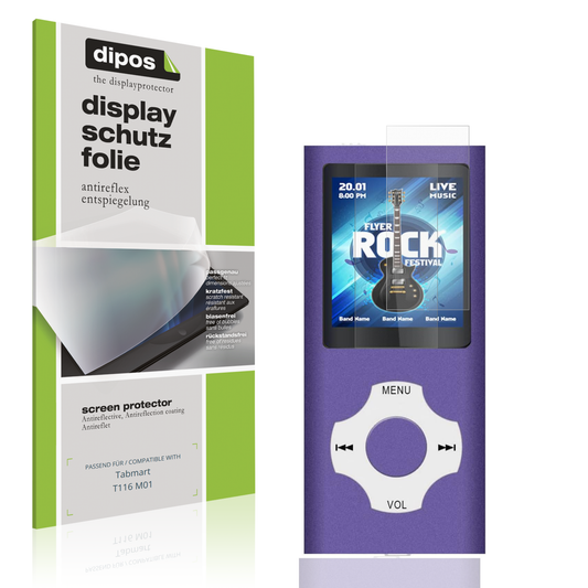 Matte Displayschutzfolie von dipos passend für Tabmart T116 M01, präziser Zuschnitt und blasenfrei montiert