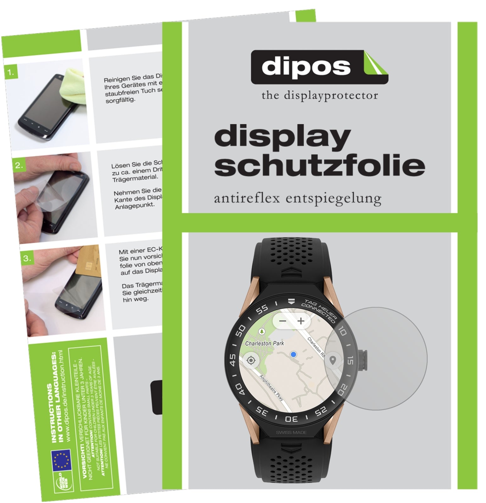 Matte Displayschutzfolie von dipos passend für Tag Heuer Connected Modular 45, präziser Zuschnitt und blasenfrei montiert