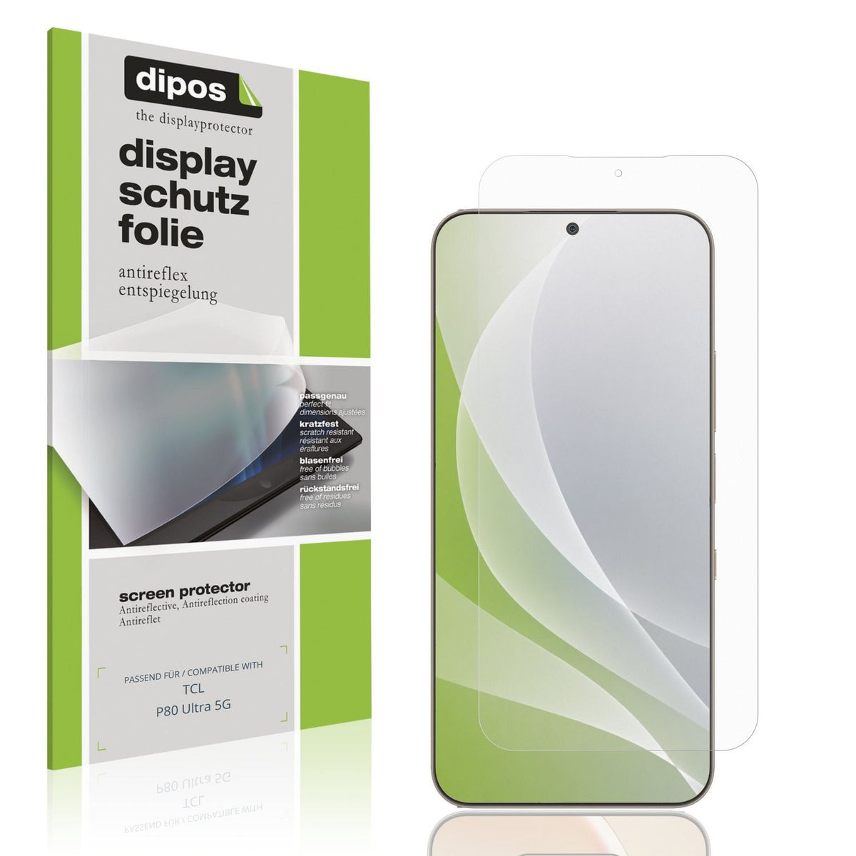 Matte Displayschutzfolie von dipos passend für TCL P80 Ultra 5G, präziser Zuschnitt und blasenfrei montiert