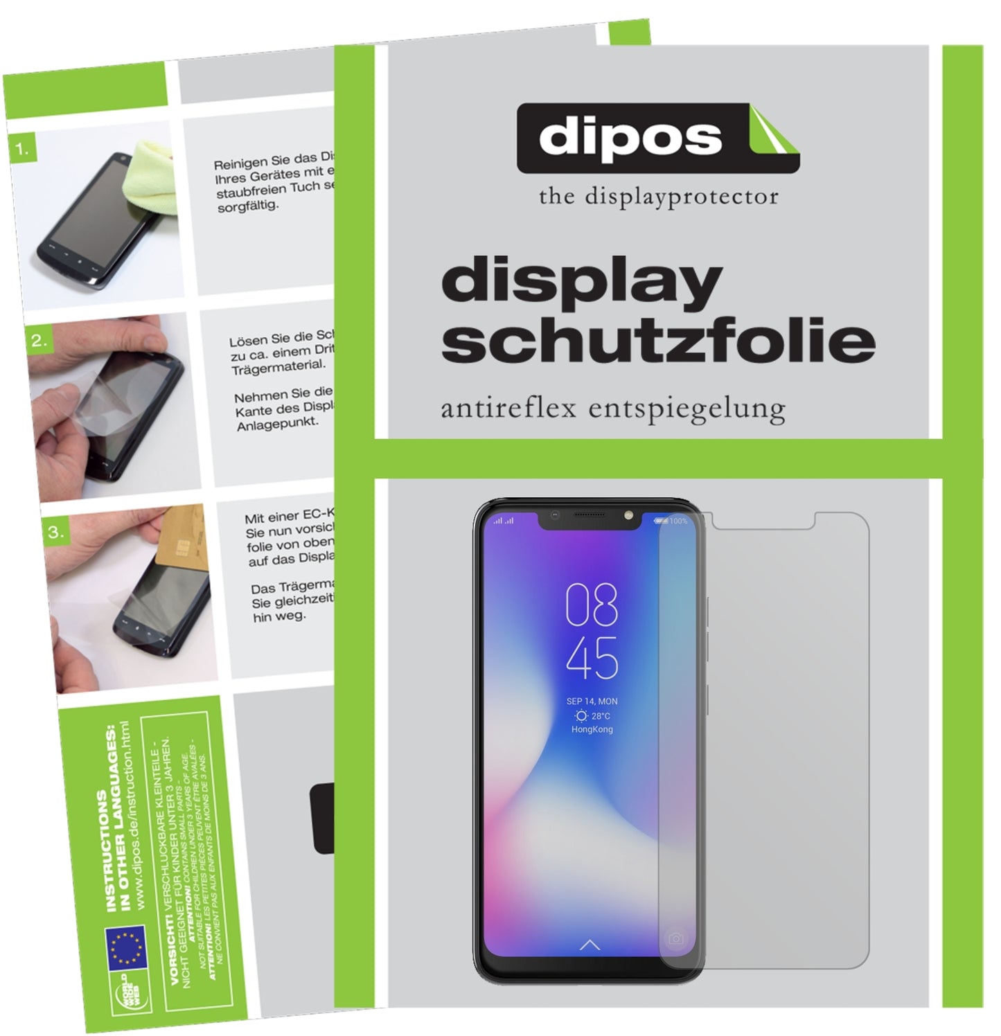 Matte Displayschutzfolie von dipos passend für Tecno Camon 11 Pro, präziser Zuschnitt und blasenfrei montiert