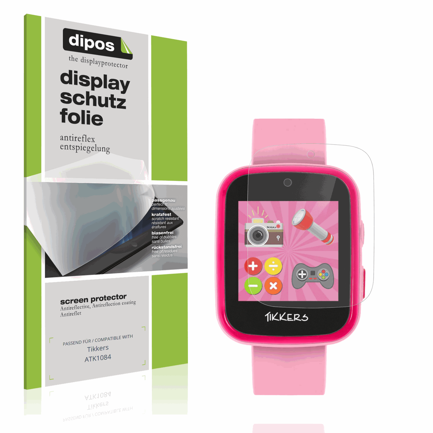 Matte Displayschutzfolie von dipos passend für Tikkers ATK1084, präziser Zuschnitt und blasenfrei montiert