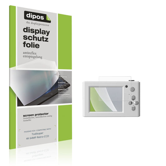 Matte Displayschutzfolie von dipos passend für Todikaper 4K 64MP Retro-CCD, präziser Zuschnitt und blasenfrei montiert