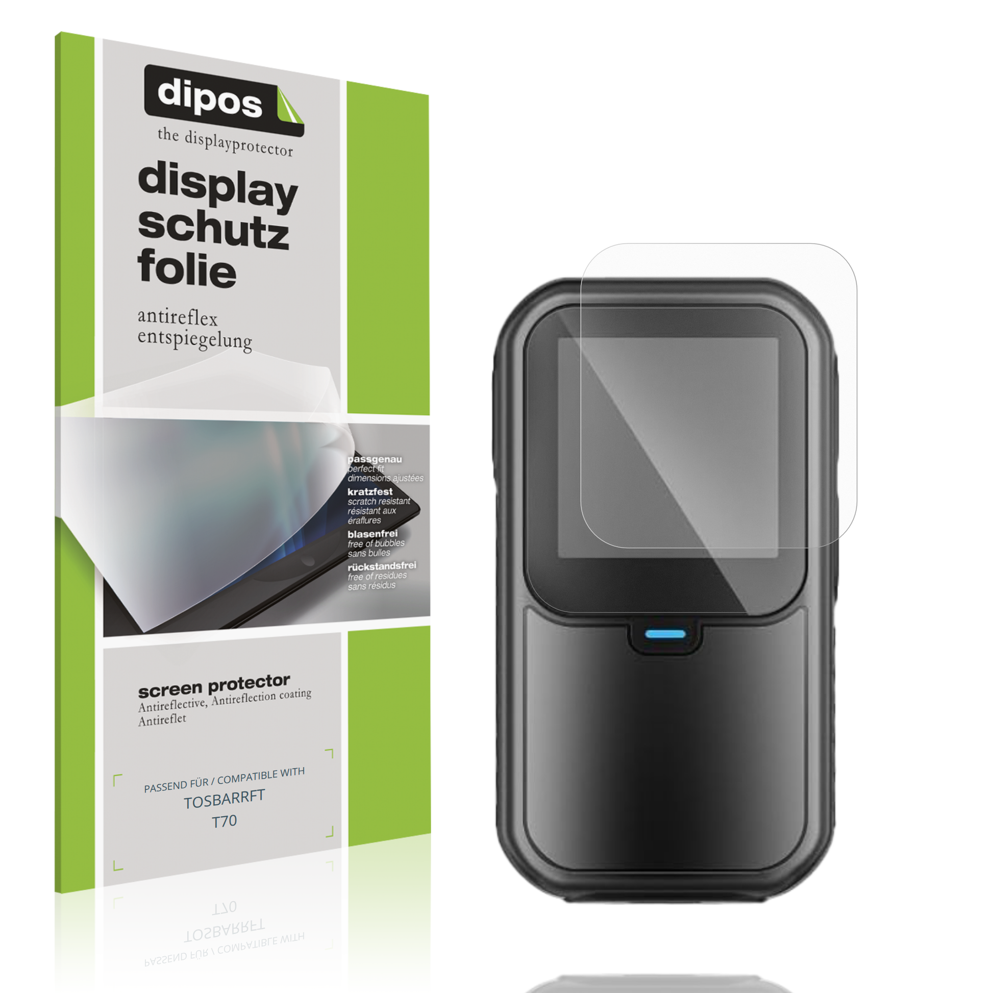 Matte Displayschutzfolie von dipos passend für TOSBARRFT T70, präziser Zuschnitt und blasenfrei montiert