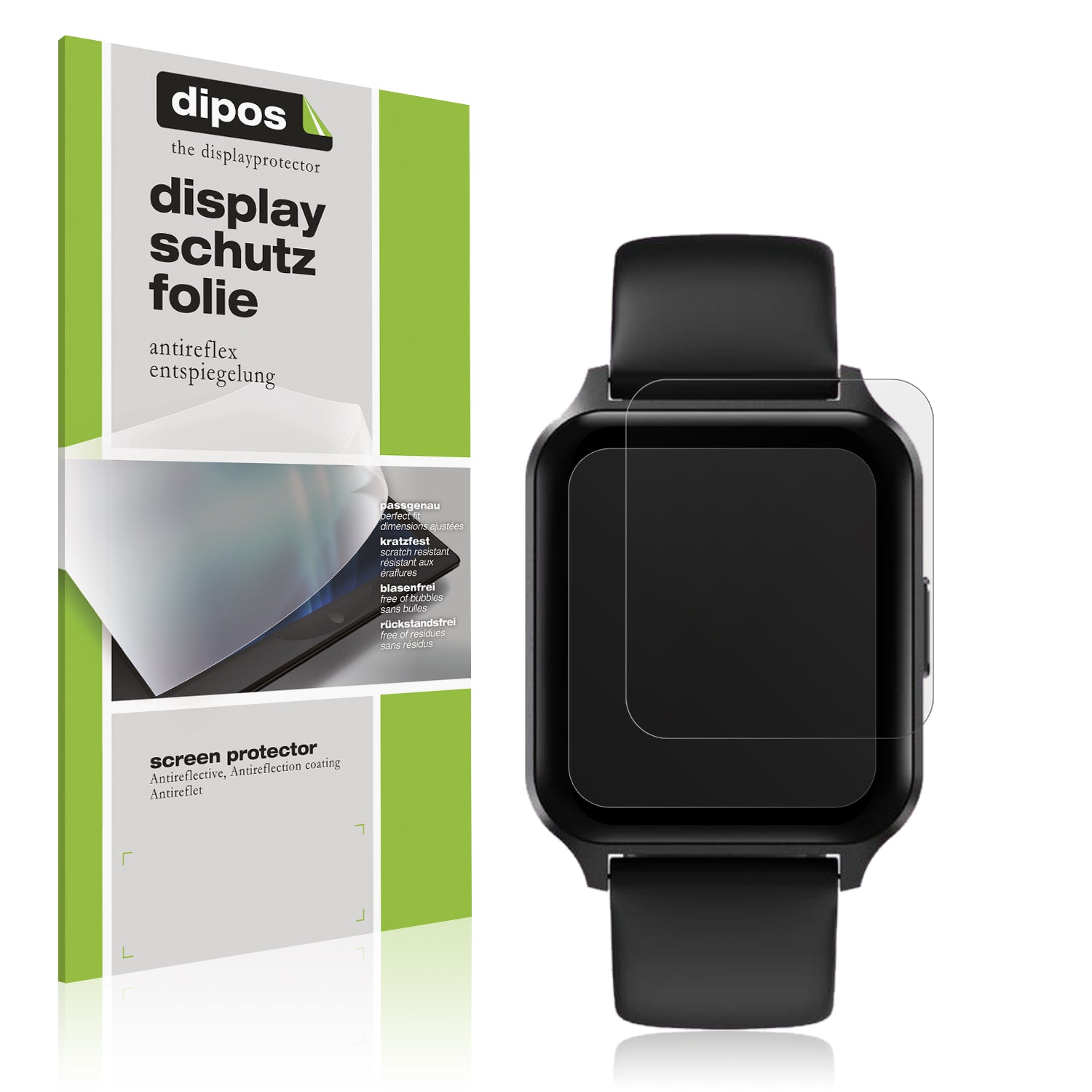Matte Displayschutzfolie von dipos passend für Touchelex 1,52 Zoll Smartwatch, präziser Zuschnitt und blasenfrei montiert