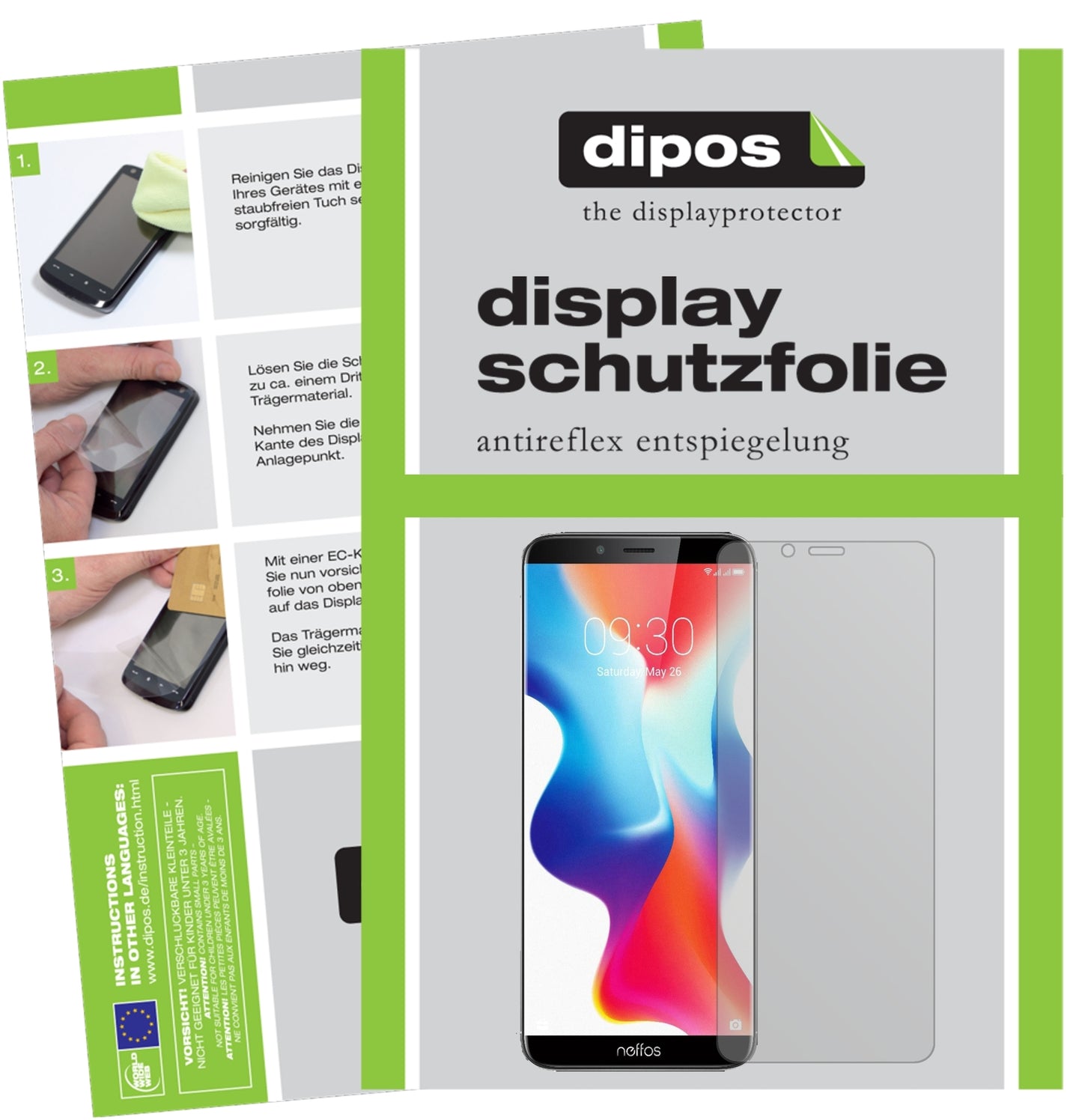 Matte Displayschutzfolie von dipos passend für TP-Link Neffos X9, präziser Zuschnitt und blasenfrei montiert